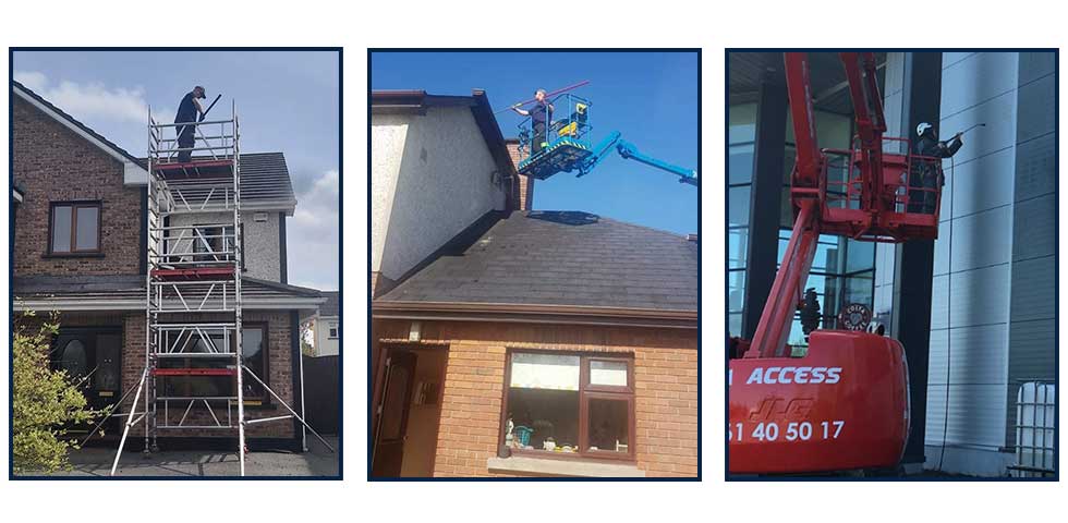 Photos of our driveway powerwashing, roof cleaning and softwashing (wall and render cleaning) services in Co. Clare and Limerick City including Ennis, Shannon, Kilrush and Lahinch